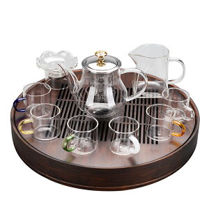 茶具套裝家用小套玻璃茶杯功夫泡茶茶壺客廳茶盤一套辦公室會客