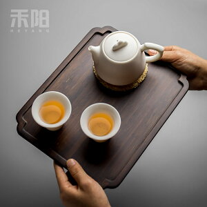 禾陽 竹制茶盤家用大號茶奉盤長方形實木 簡易茶小托盤茶具干泡臺
