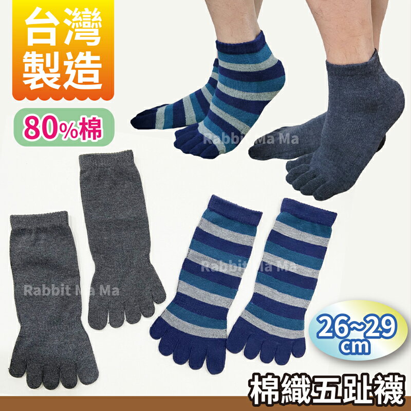 【現貨】台灣製 加大高棉五指襪 504 5趾襪 五趾襪 短襪 5指襪 加大男襪 素色 條紋 兔子媽媽