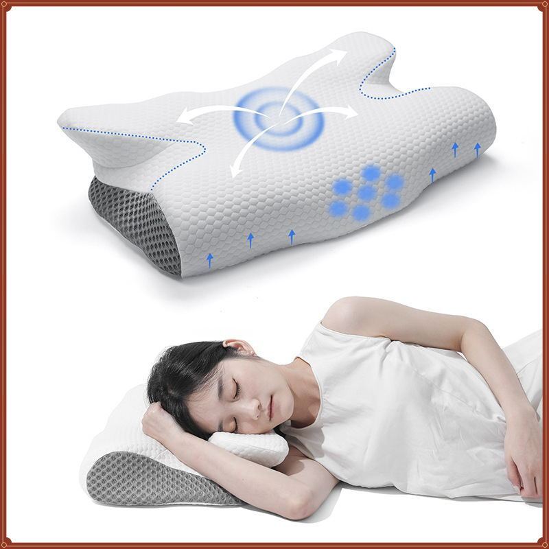 枕頭 蝶形記憶枕 牛角枕 護枕 助睡眠記憶棉枕頭 枕芯 牛角枕 止鼾枕 側睡枕 脖枕 人體工