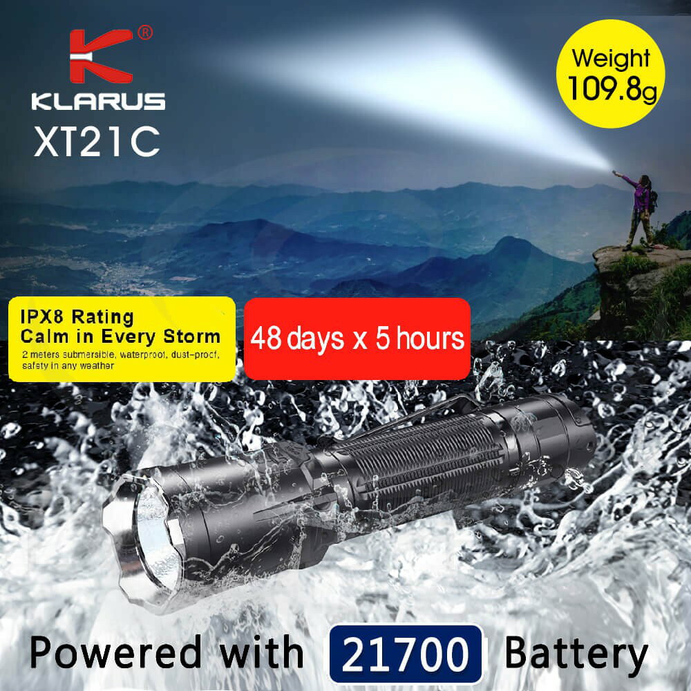 【錸特光電】KLARUS XT21C 戰術手電筒 3200流明 21700鋰電池 色溫6500K 尾按 爆閃 USB直充