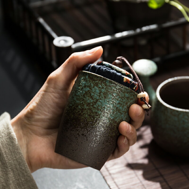 傳藝窯粗陶復古裝茶葉罐小號迷你茶葉包裝盒陶瓷密封罐可定制水杯