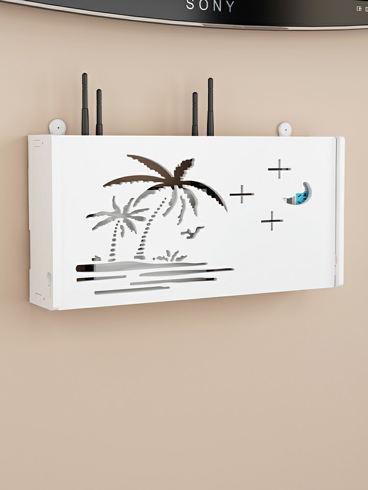 無線wifi電視機頂盒路由器置物架免打孔收納盒子壁掛式裝飾遮擋箱