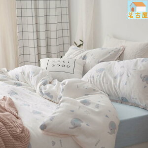 紗布雙層紗四件組床包 單人床包 標準雙人床包 柔軟 床罩 寢具 被套 床罩 被單 枕頭套 柔軟舒適 床包組