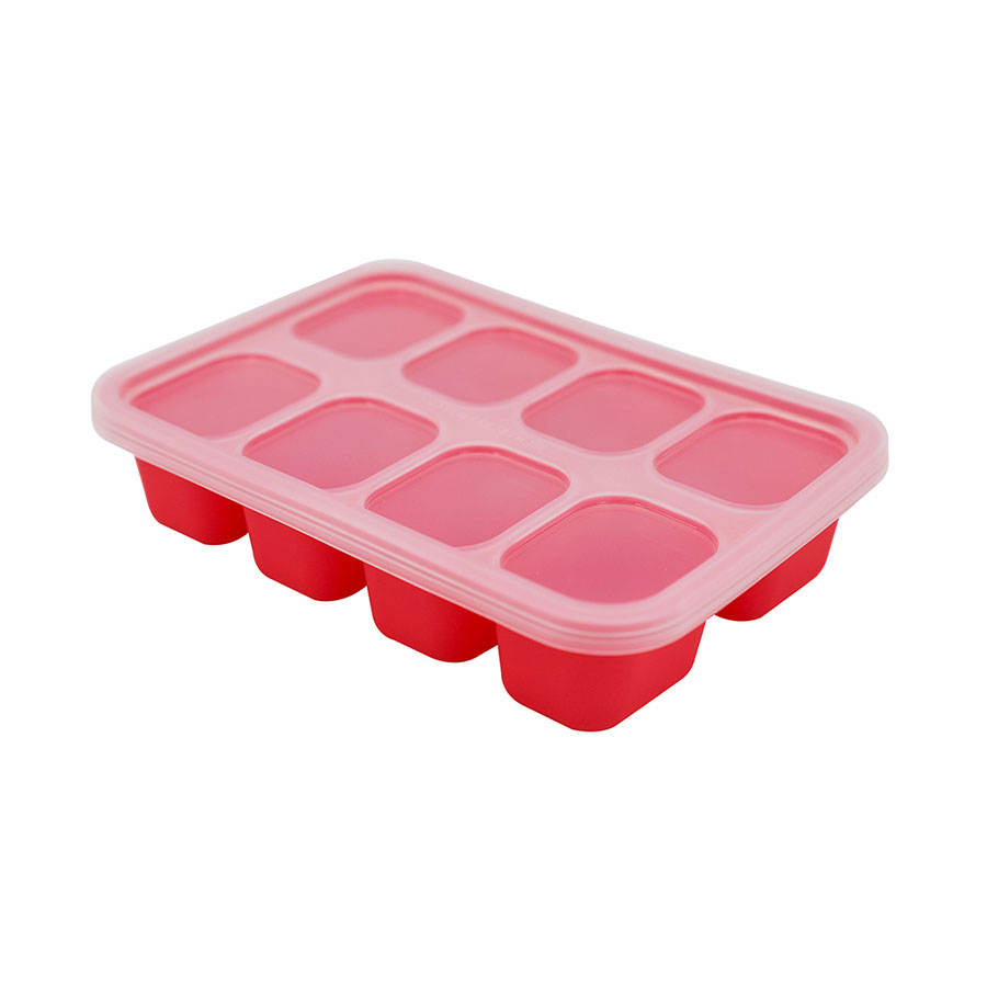 【加拿大 Marcus & Marcus】動物樂園造型矽膠副食品分裝保存盒-8格30ml (紅)