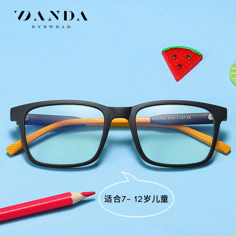 跨境新款兒童眼鏡框TR90雙色時尚防藍光眼鏡歐美經典配色眼鏡批發419