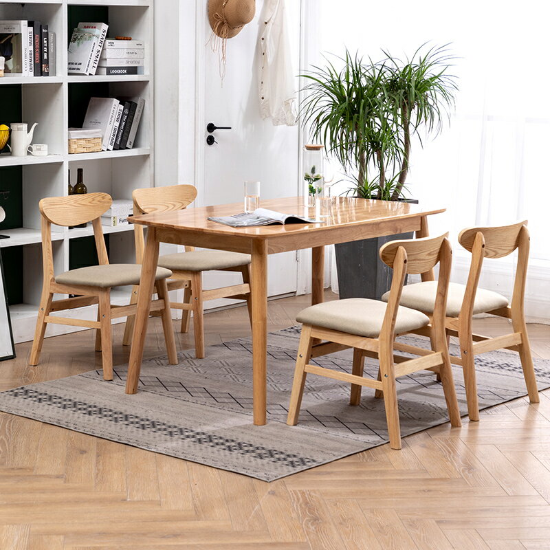 北歐實木餐椅家用出租房椅子靠背凳子簡約奶茶店餐廳網紅椅子