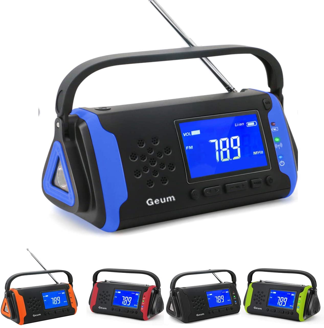 【日本代購】Geum 地震 停電 防災收音機 太陽能充電 防水 LED手電筒 藍色