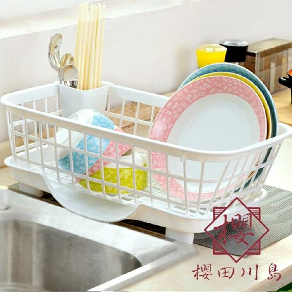 廚房放碗架瀝水架塑料收納架碗筷收納盒置物架【櫻田川島】