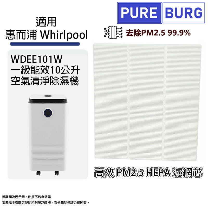 適用惠而浦Whirlpool WDEE101W 一級能效6公升空氣清淨除濕機HEPA濾網濾芯