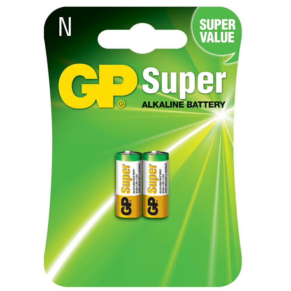 【超霸GP】Super 5號(N)鹼性電池2粒裝(吊卡裝1.5V LR1)