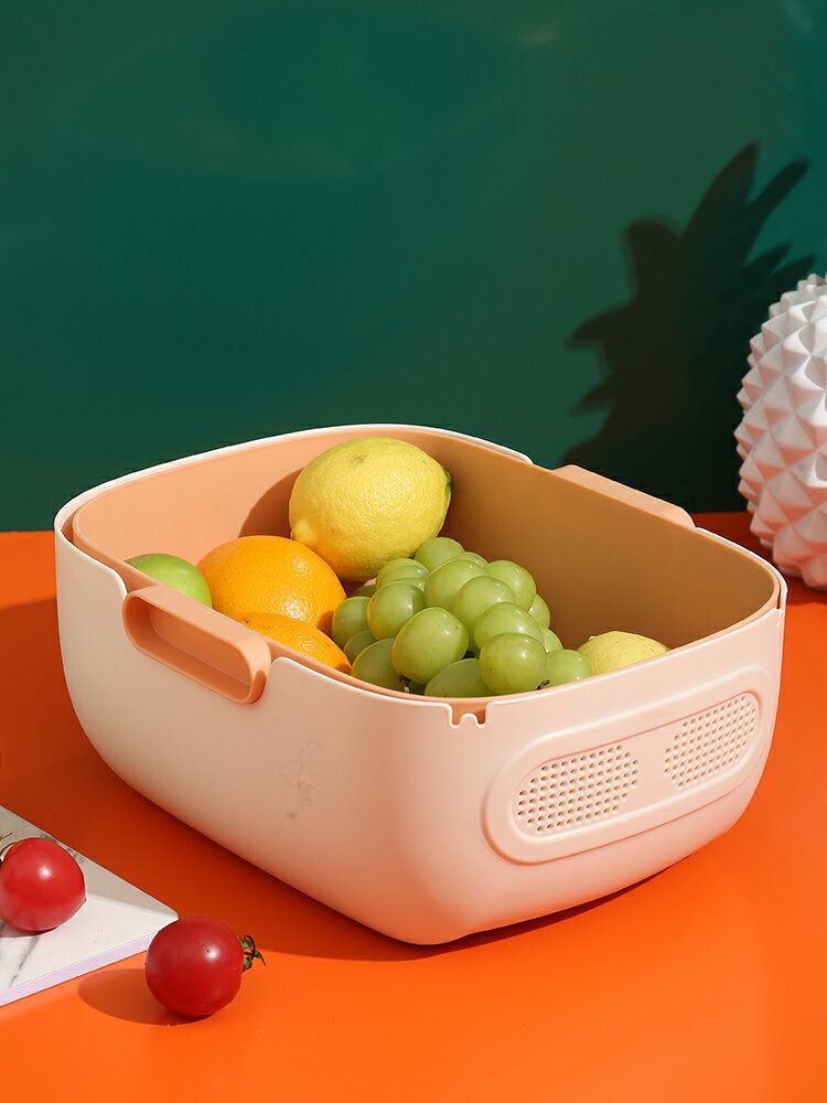 創意廚房洗菜盆瀝水籃洗菜籃子茶幾裝水果盤客廳家用雙層洗水果筐