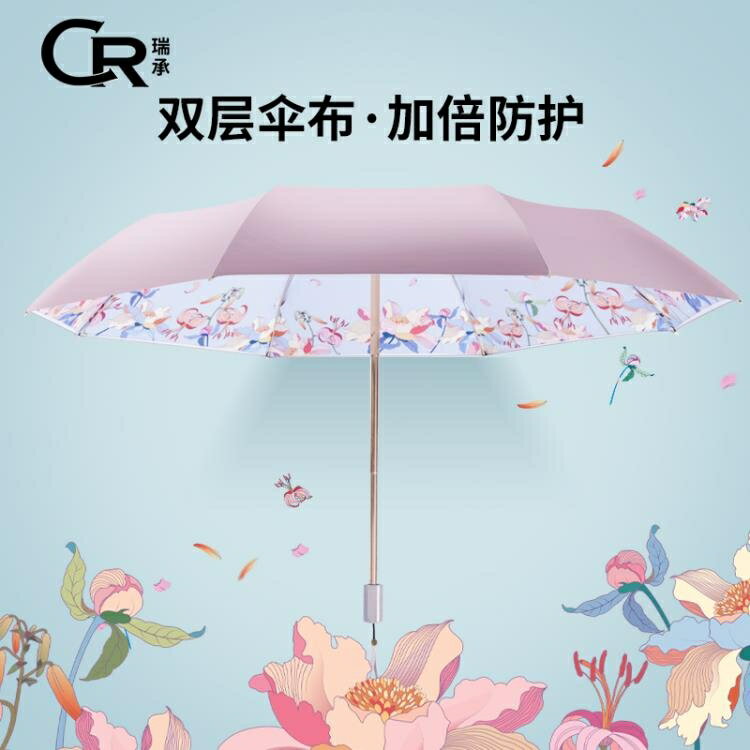 【樂天精選】森系雙層簡約復古晴雨兩用傘女防曬防紫外線太陽傘upf50 折疊傘