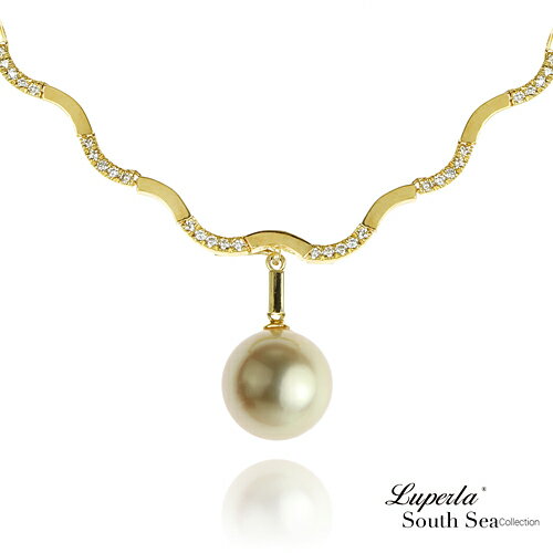 大東山珠寶 璀璨真鑽頂級南洋珠項鍊 金色輪廓 金珠