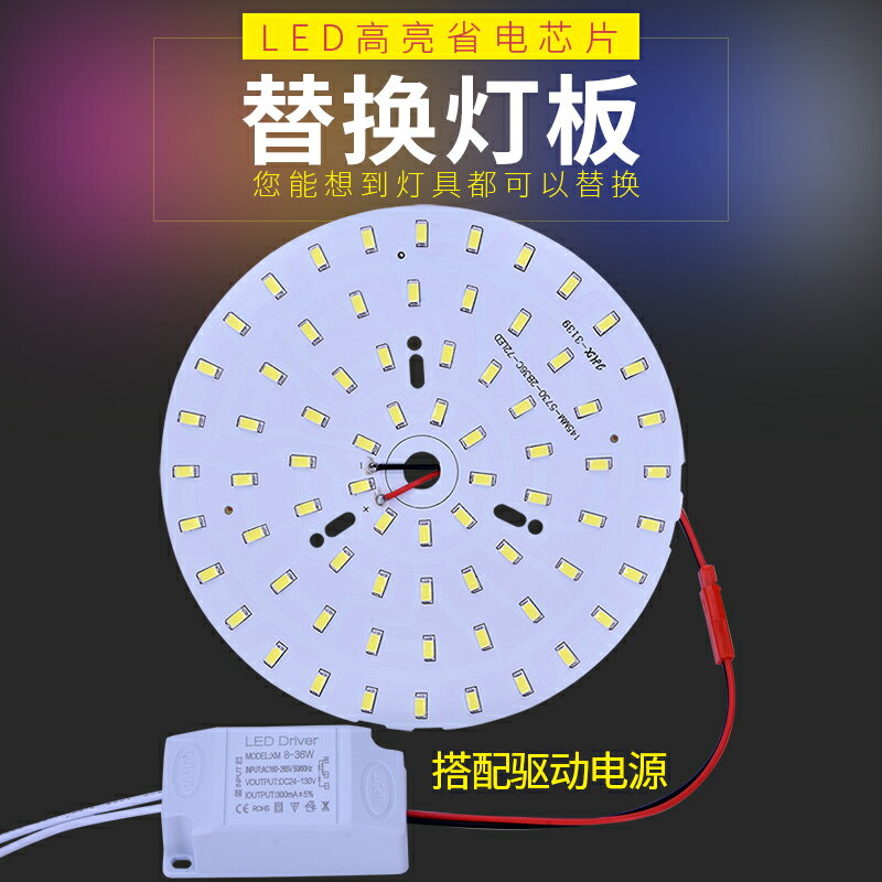 LED圓形燈板吸頂燈客廳餐廳吊燈走廊過道陽臺燈筒燈光源燈芯配件