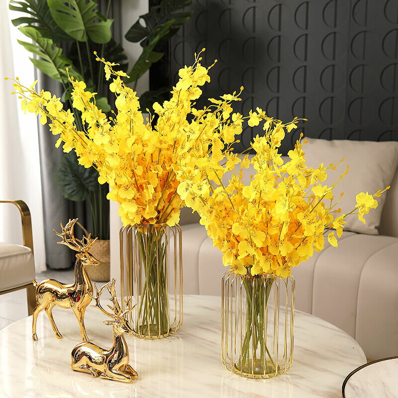 北歐簡約輕奢玻璃花瓶創意居家客廳臺面電視柜餐桌現代假花裝飾品