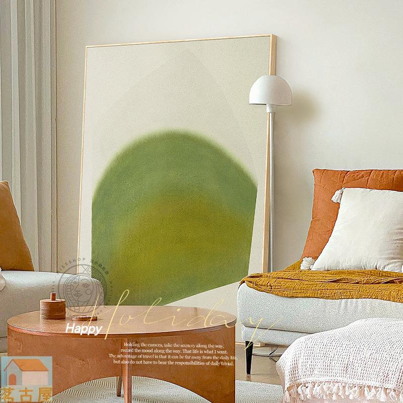 北歐極簡綠色抽象客廳落地裝飾畫復古風沙發背景墻壁畫高級感掛畫