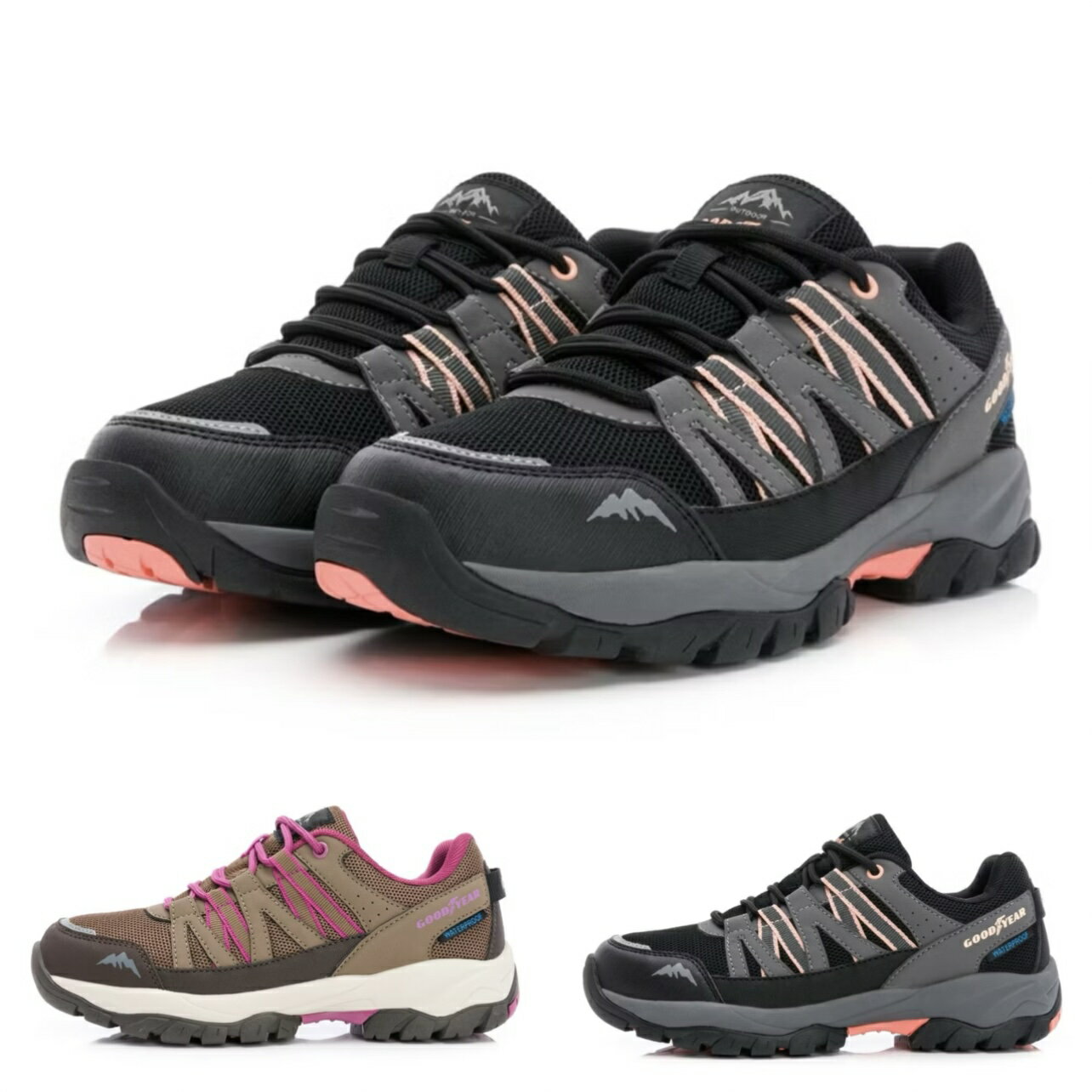 GOODYEAR固特異 山行W1 女鞋 動態防水 戶外鞋 健行鞋 登山鞋 踏青 [GAWO42420-3] 黑/咖【巷子屋】