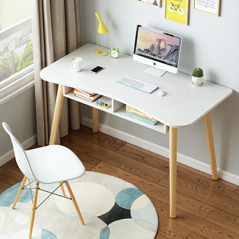 電腦桌家用實木書桌北歐簡約學生寫字桌學習桌臥室簡易辦公小桌子