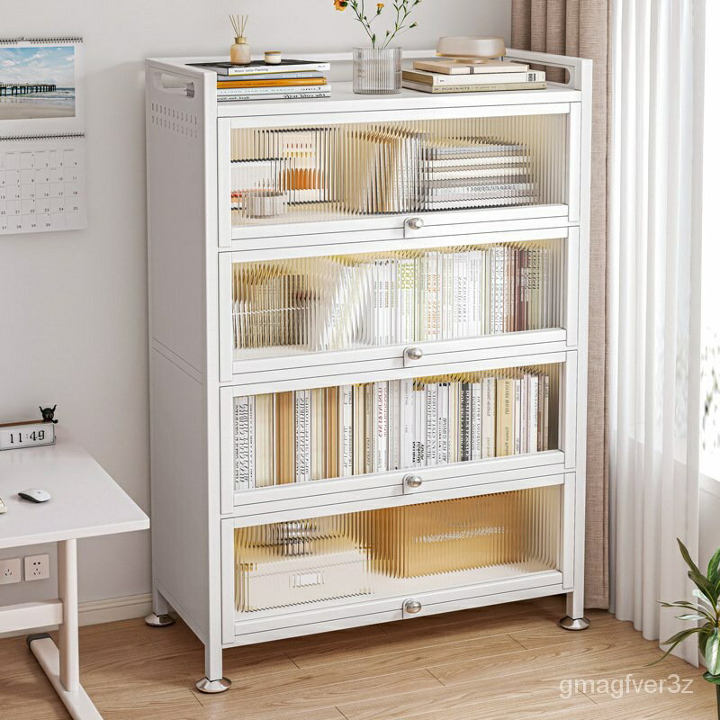 【免運】書架落地客廳鐵藝防塵手辦玩具收納櫃置物架儲物傢用兒童靠墻書櫃