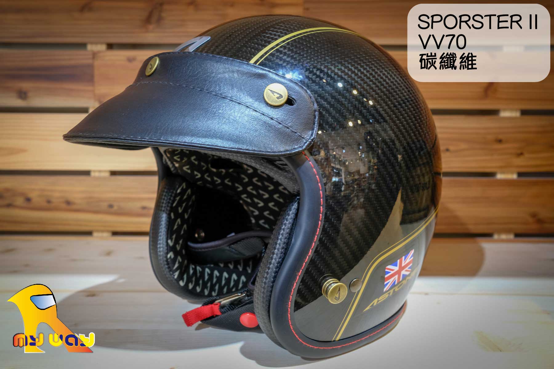 ~任我行騎士部品~法國 ASTONE SPORSTER II 消光碳纖維 輕量化 復古 凱旋 偉士牌 3/4帽