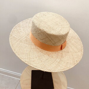日本款赫本風優雅氣質天然寶草大沿草帽女夏天出游度假沙灘遮陽帽1入