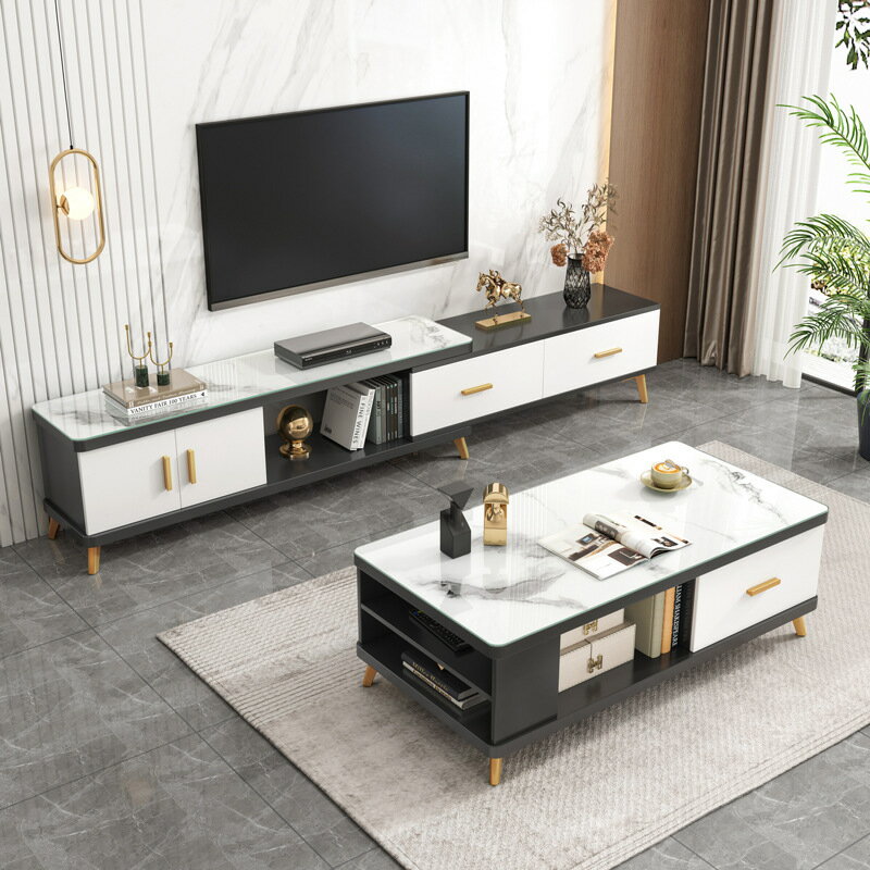 電視柜茶幾組合現代簡約客廳地柜輕奢簡易小戶型墻柜臥室電視機柜