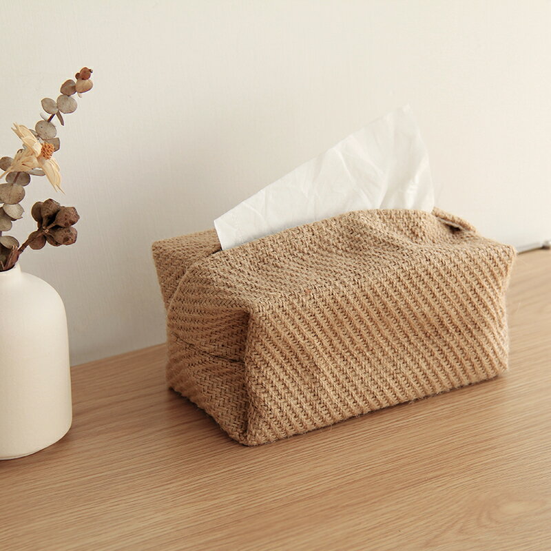 日式棉麻布藝紙巾盒簡約民宿凹造型抽紙盒收納袋創意家用客廳餐桌