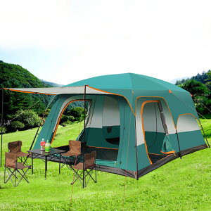 戶外露營二室一廳雙層戶外防曬多人野營家庭野餐露營可折疊便攜式室外帳篷