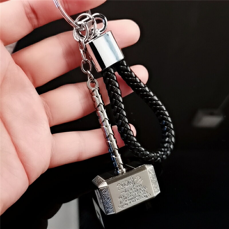 實心雷神之錘鑰匙扣 男士金屬創意USB充電防風點煙器禮品鑰匙掛件