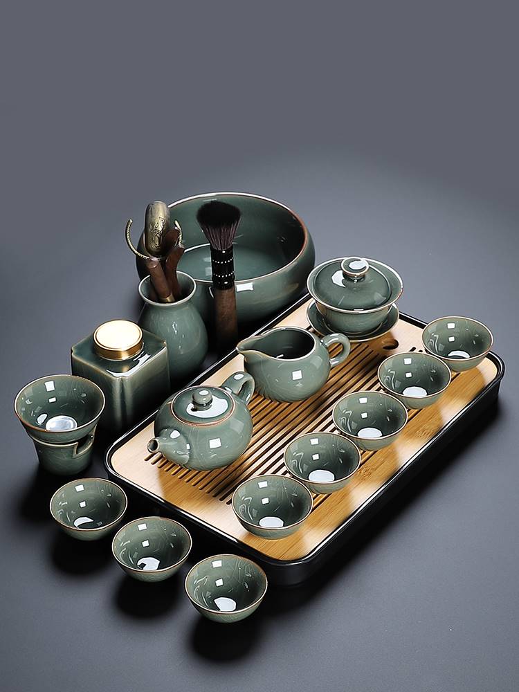 哥窯茶具套裝家用高檔辦公室會客輕奢中式陶瓷茶杯小功夫泡茶神器