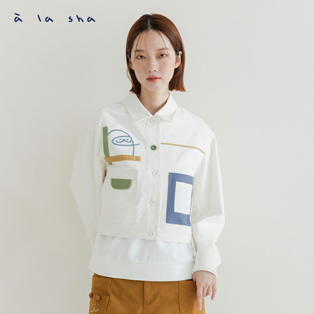 a la sha  Q咪&抹茶色塊外套