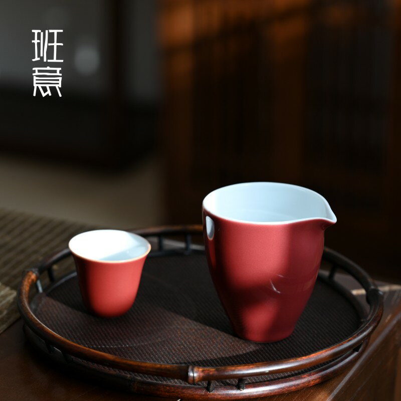 胭脂紅景德鎮品茗杯茶杯陶瓷功夫茶杯主人杯小茶杯單杯茶具聚香杯