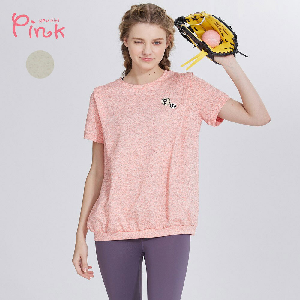 Pink*休閒足球布貼短袖上衣 (2色) Q1306AQ｜全館499免運