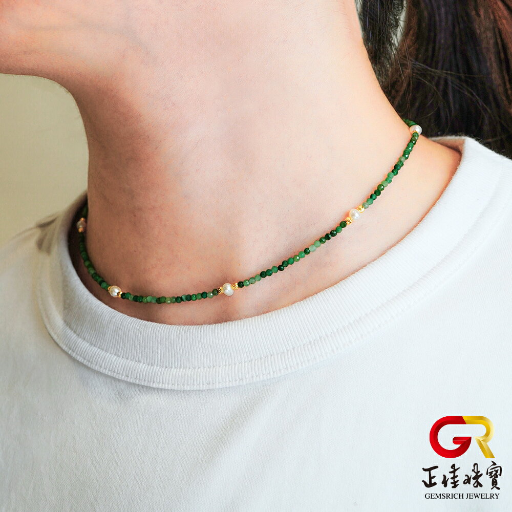 天然淡水珍珠 極細非洲玉 珍珠項鍊 珍珠手鍊 珍珠套組｜925銀 3