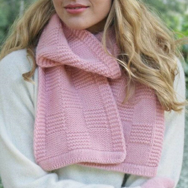 格線粉紅100%紐西蘭駝羊毛保暖圍巾