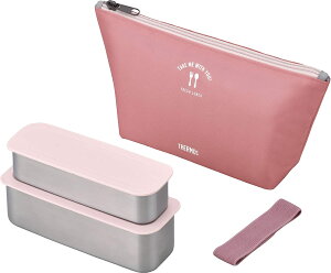 【日本代購】Thermos 便當盒 野餐盒 雙層不鏽鋼 635ml DSA-604W DTP 灰粉色