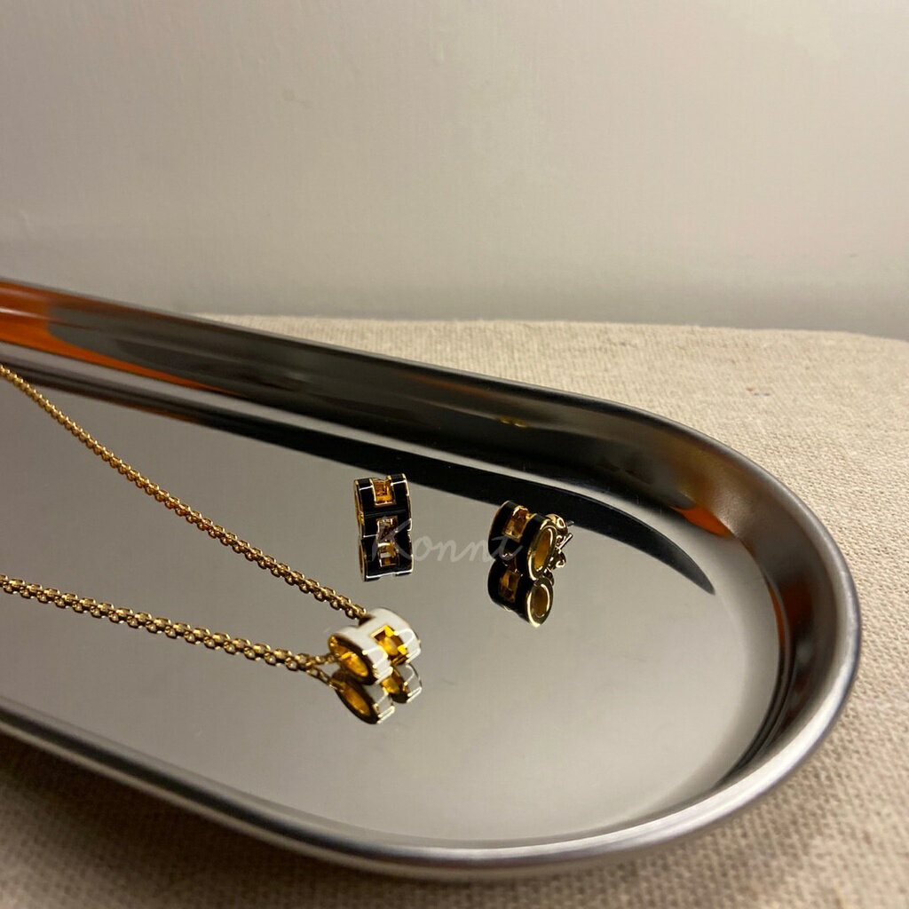 Hermes mini pop h 黑金耳環 白金項鍊 耳環 項鍊 系列