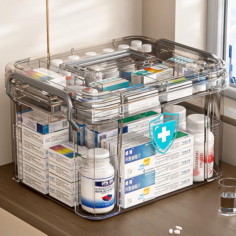 藥箱收納箱家用便攜多層醫療箱家庭版醫藥箱大容量透明藥盒收納盒