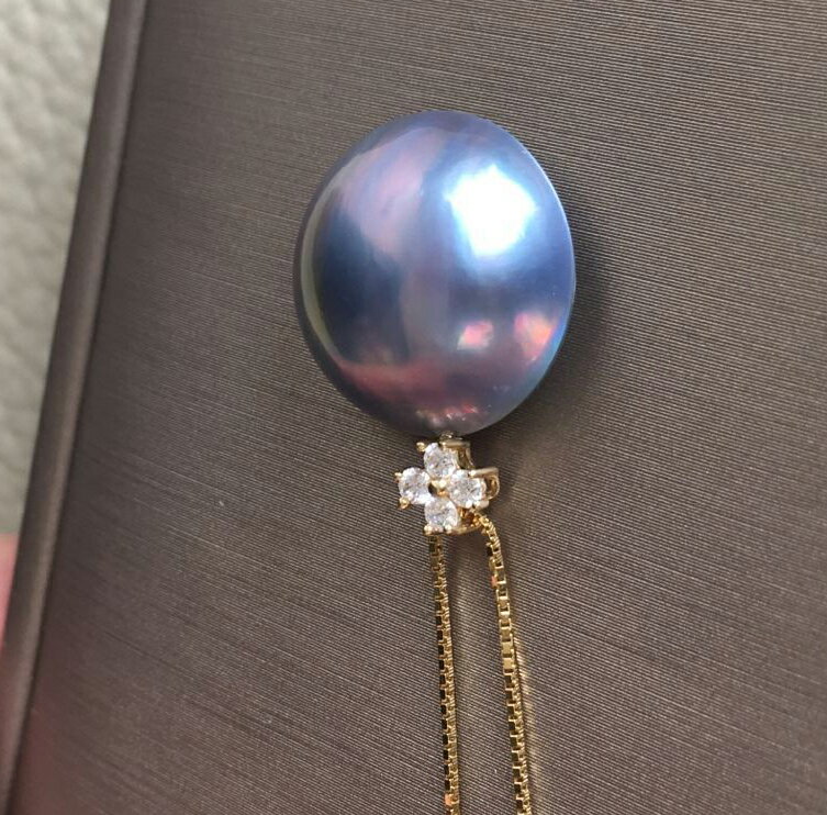 17-18mm馬貝珠吊墜18K金海水馬貝珍珠吊墜項鏈炫彩鏡面光天女無瑕 3