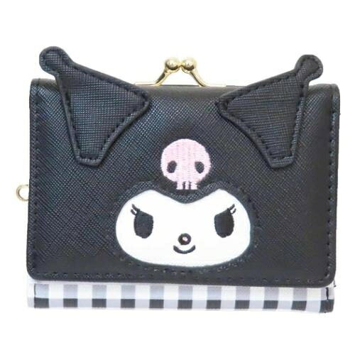 【震撼精品百貨】酷洛米 Kuromi~日本SANRIO三麗鷗 酷洛米口金短夾-黑格紋*05334