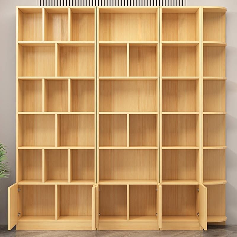 全實木書架書柜置物架落地兒童展示架收納架帶門自由組合松木柜子