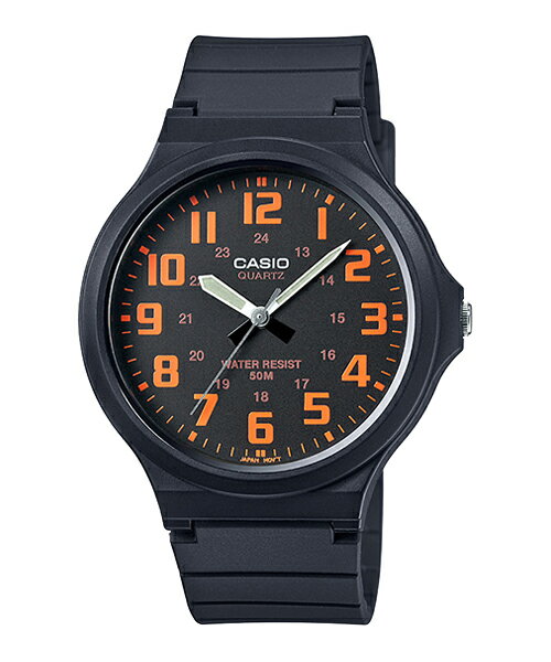 【東洋商行】CASIO 卡西歐 超輕薄感實用必備大表面指針錶-黑X橘 MW-240-4BVDF 原廠公司貨 附保證卡 保固期一年