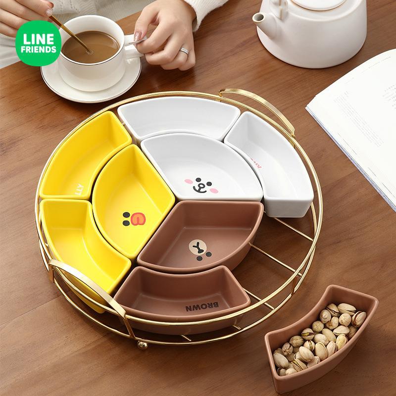 LINE FRIENDS新款陶瓷團圓拼盤餐具組合過年圓桌擺盤套裝零食果盤「限時特惠」