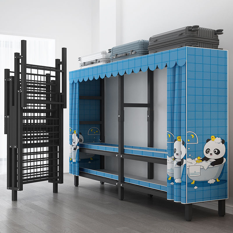 出租房家用臥室免安裝衣柜折疊簡易可折疊多功能全鋼架加固布衣柜