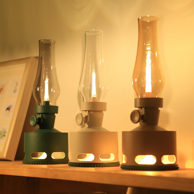 【免運】 新特麗復古煤油燈充電酒吧桌燈小夜燈氛圍燈創意禮品裝飾臺燈