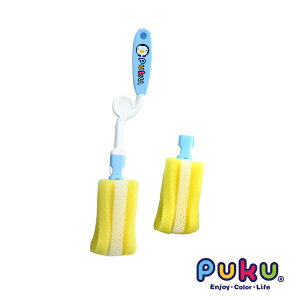 【愛吾兒】藍色企鵝 PUKU 組合奶瓶刷(附刷頭)(P10410-899)