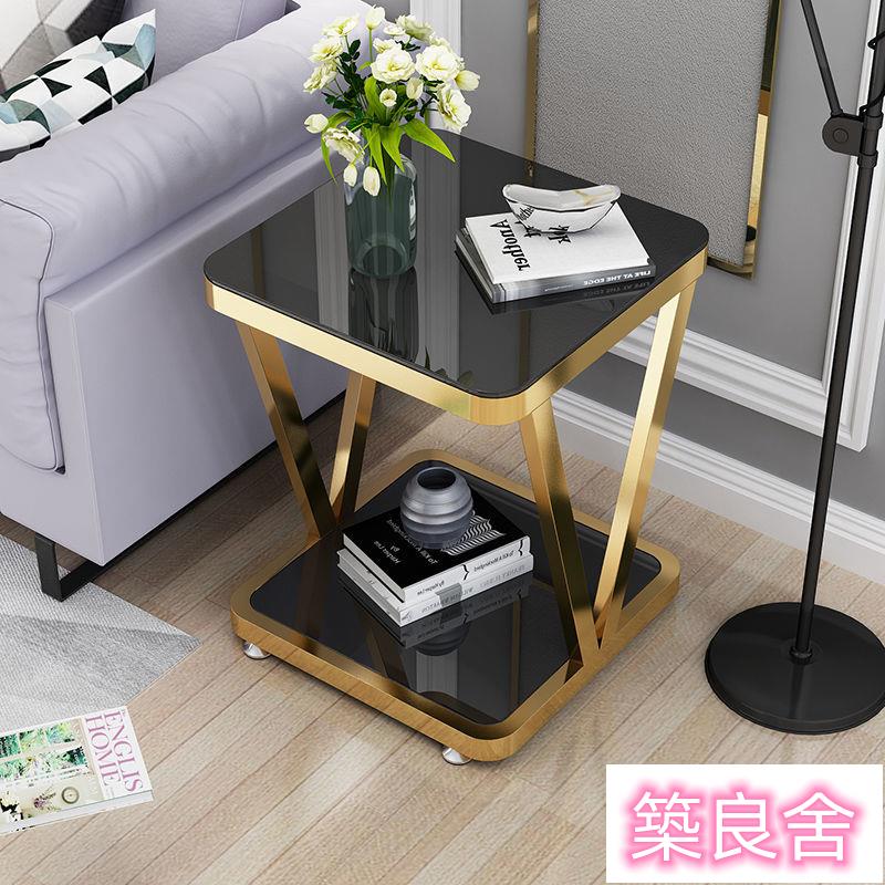 開立發票 免運 茶幾 沙發茶幾 巖板茶幾 邊幾 沙發邊幾櫃可移動小茶幾桌迷你客廳小戶型玻璃角幾方形茶桌側邊桌zz9002