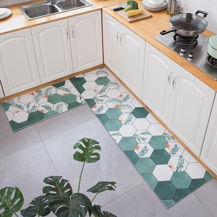 廚房地墊 韓式廚房地墊可擦免洗廚房專用地毯防滑防油家用pvc皮革耐髒腳墊