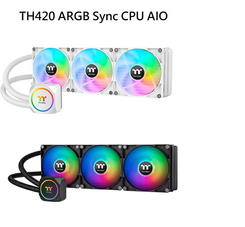 【獨家！另享10%回饋】Thermaltake 曜越 TH420 ARGB Sync CPU AIO一體式水冷散熱器/黑色CL-W367-PL14SW-A/白色CL-W369-PL14SW-A